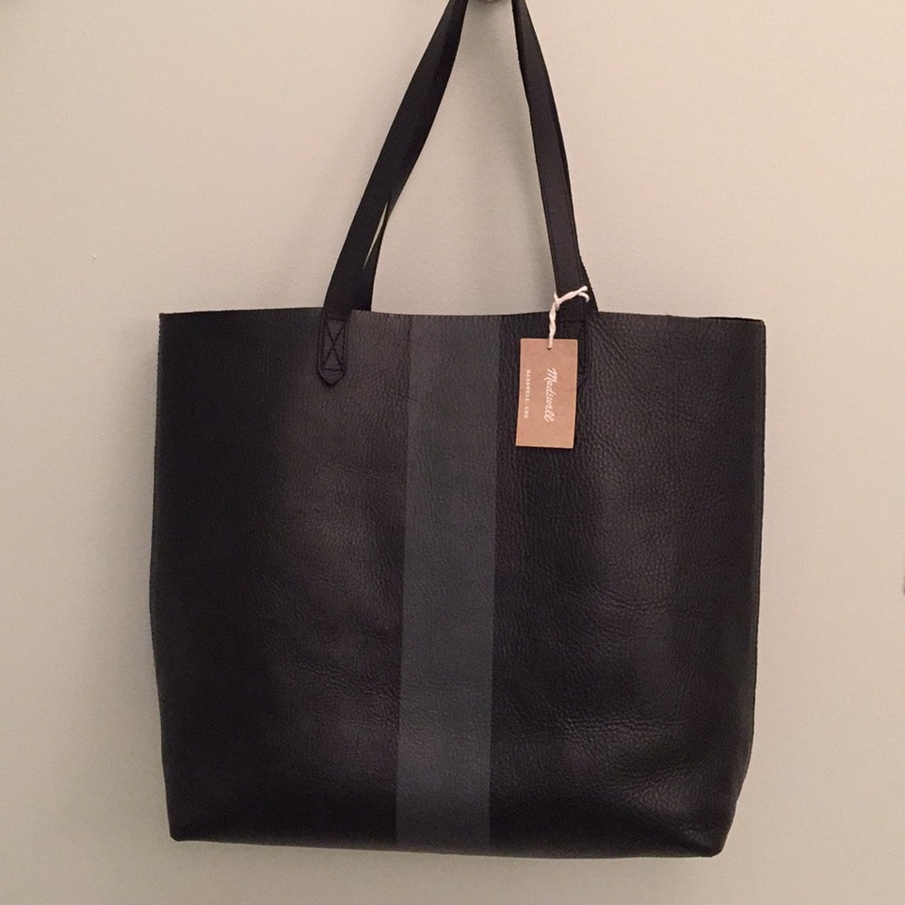 Madewell Black & Gray leather computer bag/tote